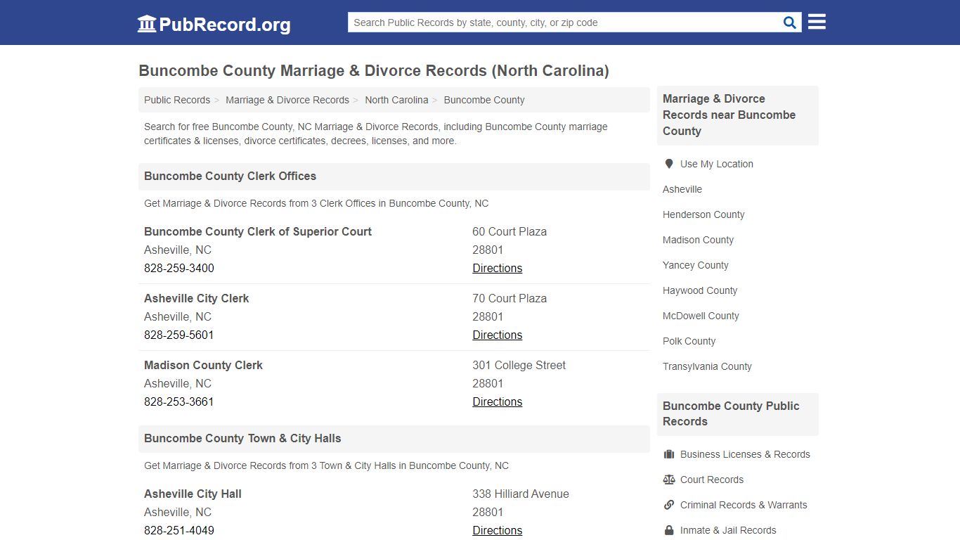Buncombe County Marriage & Divorce Records (North Carolina)